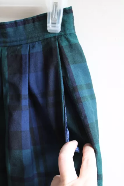 VTG PENDLETON 10 Black Watch Tartan Plaid Wool Pleat Midi Skirt Blue ...