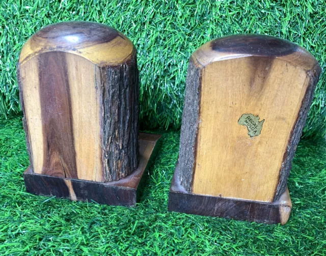 2x Regal Mulga Wood Bookends Real Wood Wooden Matching Set Book Ends