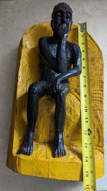 VINTAGE Black Americana FOLK ART WOOD CARVING.