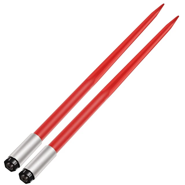 2pcs 49" Square Hay Bale Spear 3000lbs Capacity 1 3/4" Wide Skidsteer Spike Fork