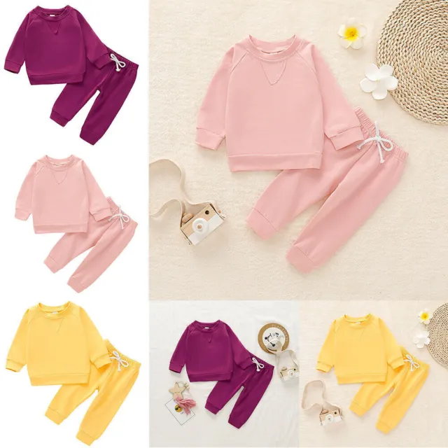 2PCS Toddler Kids Baby Girls Clothes T-shirt Tops Pants Soft Tracksuit Outfits 4