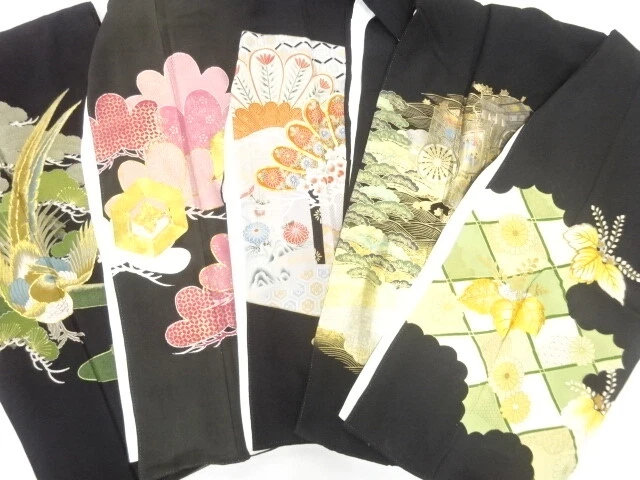 44621# Japanese Kimono / Antique Tomesode / Set Of 5