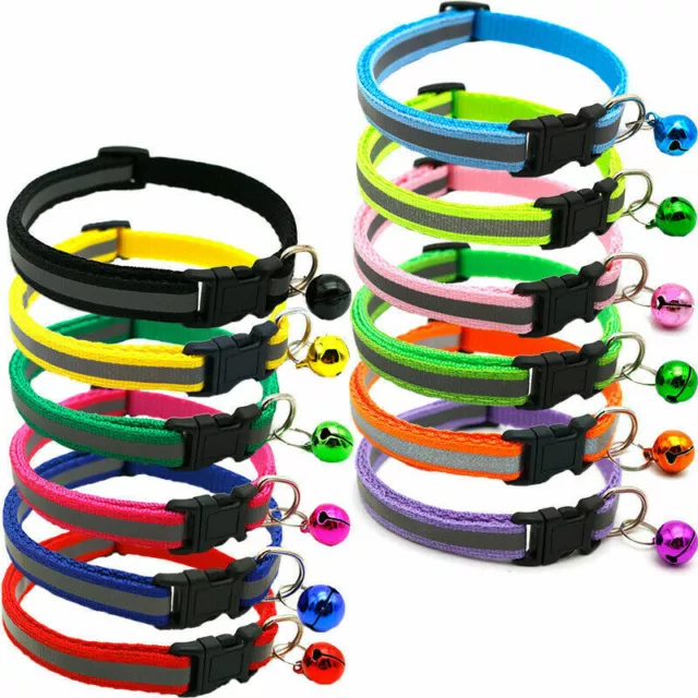 Cat Kitten Collar reflective Adjustable with Bell Hi-Vis cats collar pets collar