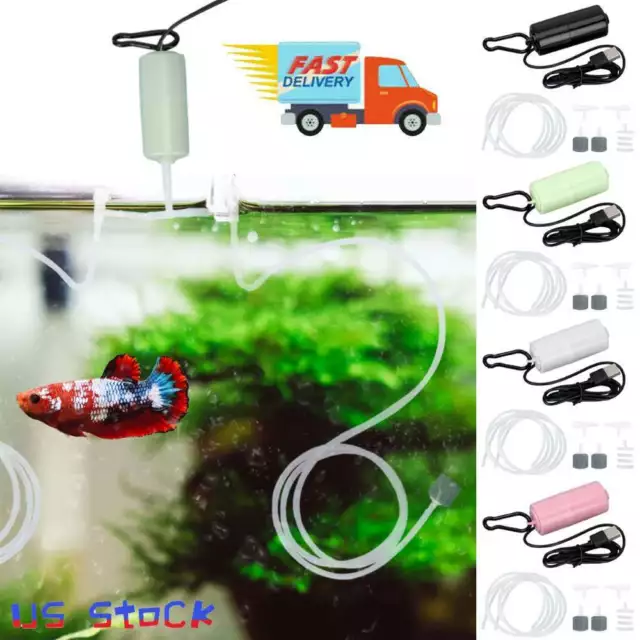 2 in 1 Mini USB Aquarium Oxygen Air Pump Fish Tank Portable Mute Energy Saving