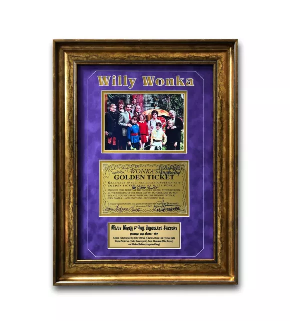 Willy Wonka All Kids x5 Signed Framed Golden Ticket JSA COA Autograph Movie Cast