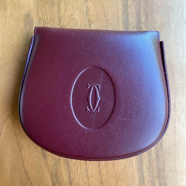 Unused Authentic Cartier Vintage Coin Case Purse Bordeaux Deadstock