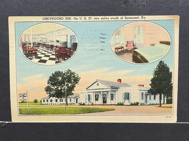 Postcard Somerset KY Greyhound Inn Multi View Interior Kentucky 1951 postmark