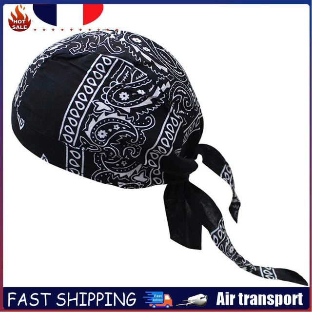 Cotton Cycling Beanie Cap Summer Running Outdoor Sports Pirate Hat (Black)