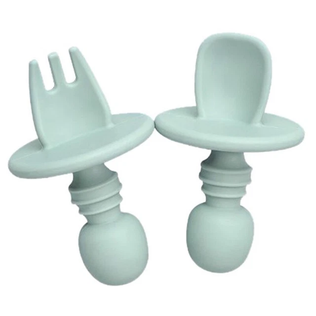 Silicone Baby Utensils Baby Spoon Forkfor 6 Months - N3V2