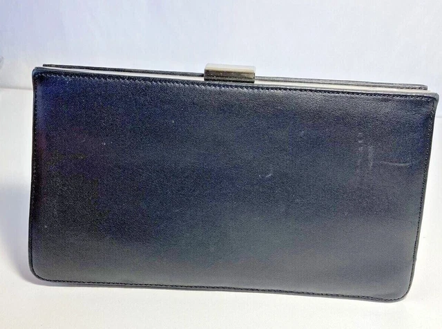 Giani Bernini Womens Leather Clutch Handbag Black Detachable Strap Chain