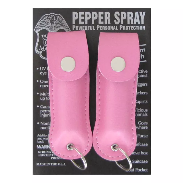 2 Pack POLICE MAGNUM Pepper Spray .50oz with PINK Keychain Holster Self Defense