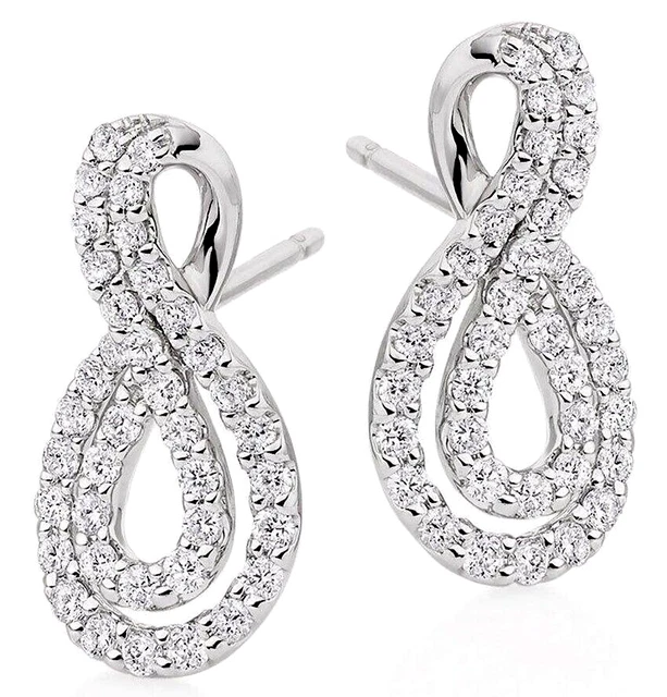 Natale 1.52ct Naturale Diamante Rotondo 14k Oro Bianco Matrimonio Orecchini a