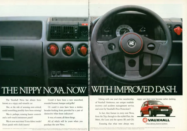 VAUXHALL CAR Magazine Print Ad NOVA VTG 1990