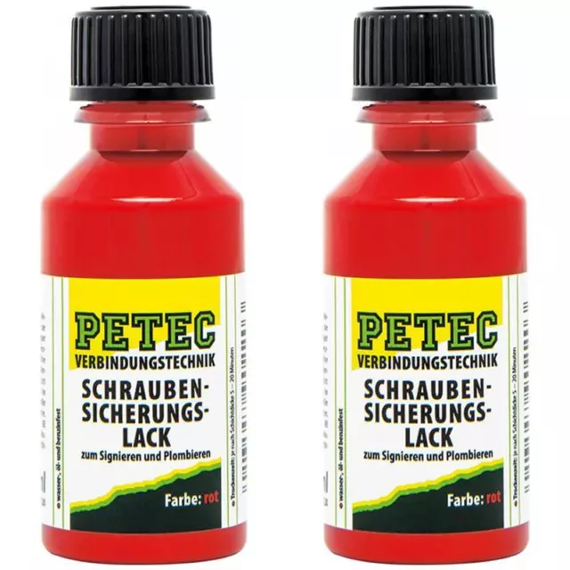 2 x Schraubensicherungslack rot 20ml Petec 90220 Plombenlack Schraubenlack