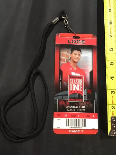 2013 Nebraska Cornhuskers v Arkansas State College Basketball Loge Ticket Pass