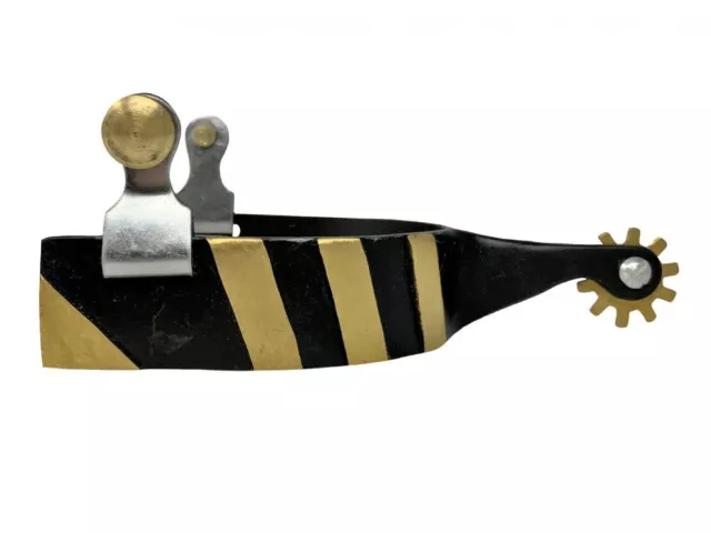 Showman Mens Western Spurs with Brass Inlay and Rowels