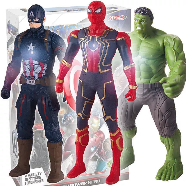 Marvel Avengers Iron-man Spide rman Action Hulk Figures SuperHero Toy With Light