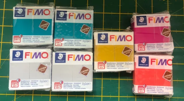 STAEDTLER FIMO LEATHER EFFECT POLYMER CLAY NEW/USED Seven Packs (5x New 2x Used)