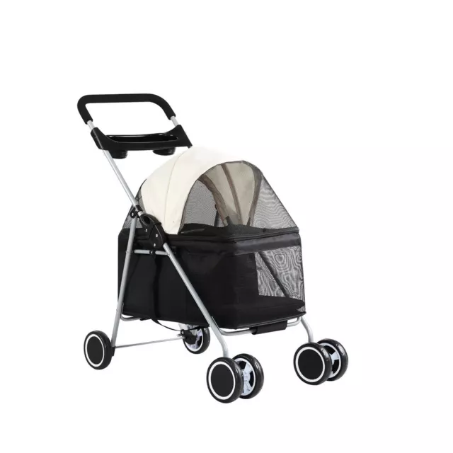 Pet Stroller Pram Dog Cat Carrier Cage Large Travel Pushchair Foldable 4 Wheels