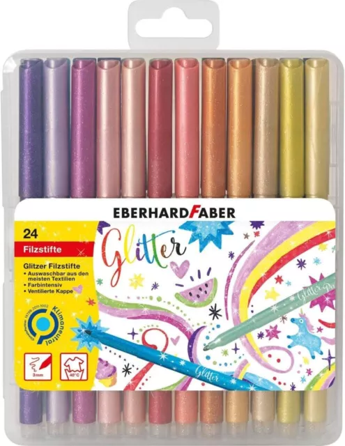 Eberhard Faber Fasermaler Filzstifte Glitter Glitzer Pastell 8 / 16 / 24er Box