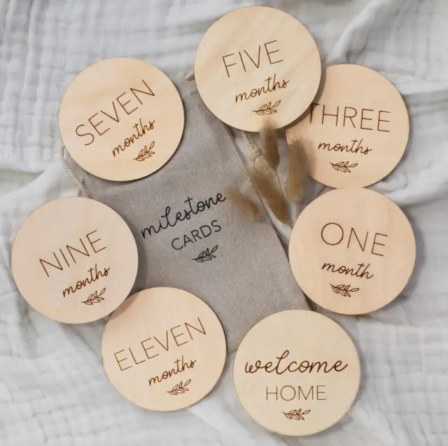 Beautiful Baby Monthly Milestone Cards - the Perfect Wooden Discs for Adorable M