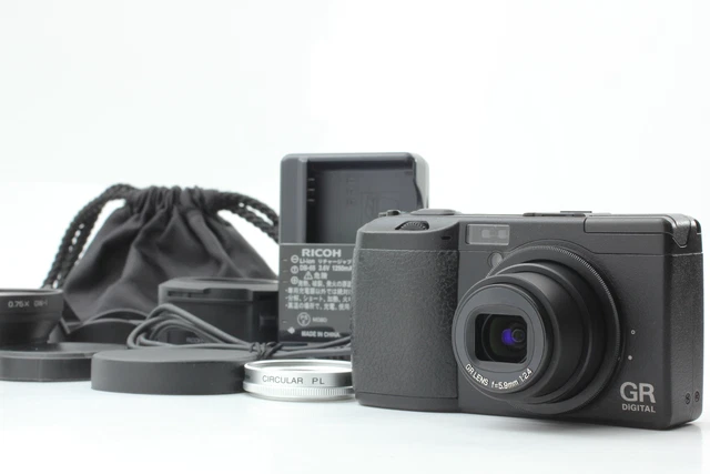 Ricoh Gr Digital 8.1Mp Digital Camera + Conversion Lens Gw-1 Adapter Gh-1 Japan