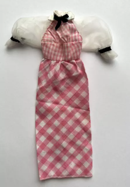 Barbie Quick Curl #4220 Long Peasant Style Pink & White Gingham Dress 1973