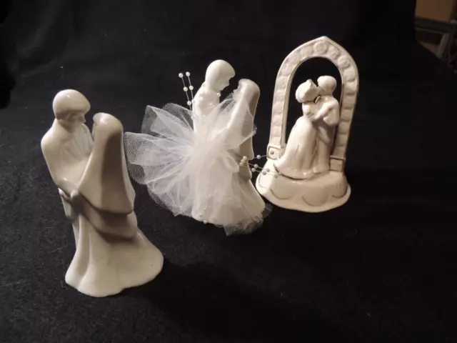 Ceramic Bride & Groom Wedding Cake Toppers: Your Choice Of Three (3) - New