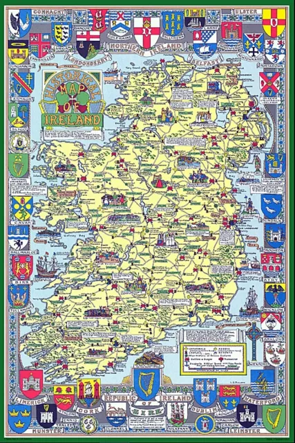 Historical Map of Ireland 1000pc Jigsaw 69cm x 48cm  ++ REDUCED DAMAGED BOX ++