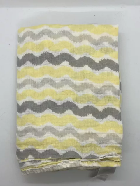 just born baby blanket Yellow Gray White Wavy Stripe 100% Comfy Cotton Unisex