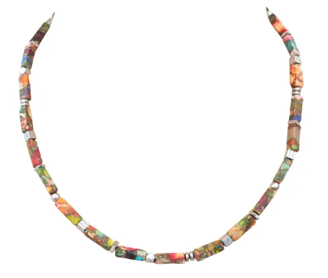 Halskette Schmuck-Edelstein Impression Jaspis multicolor mehrfarbig Hämatit 226c 3