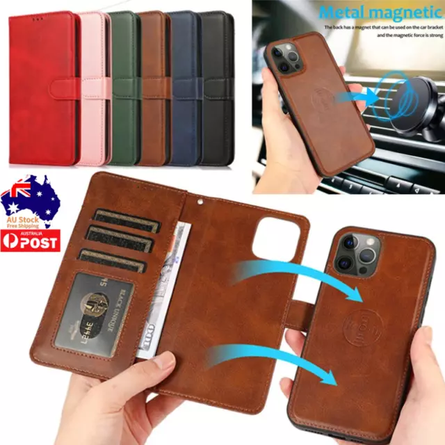 Magnetic Leather Removable Wallet Case Cover For iPhone 15 14 13 12 11 Pro Max