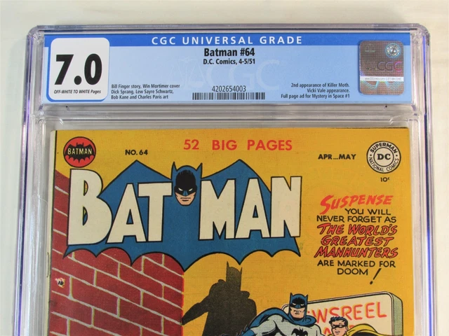 BATMAN #64 ~~ CGC 7.0 ~~ Golden Age cover by Win Mortimer!  ~~ from 1954!   😁 2