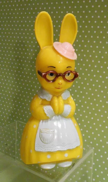 Vintage 1950's Hard Plastic Easter Bunny Rabbit Rattle - 6"