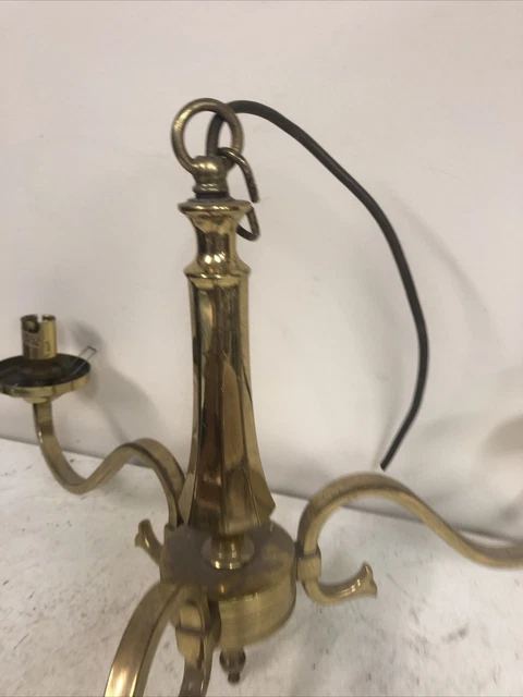 Alter viktorianischer Stil Vintage Messing 3 Kronleuchter Licht Kandelaber Hängeleuchte 3