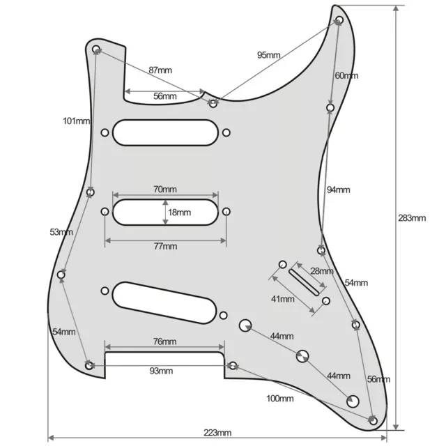 FLEOR Prewired SSS Guitar Pickguard Alnico 5 Staggered Single 50/50/52mm 2