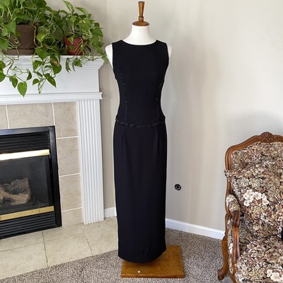 Vintage Scott McClintock 80's Evening Dress Black 4 Corset long Cocktail Party