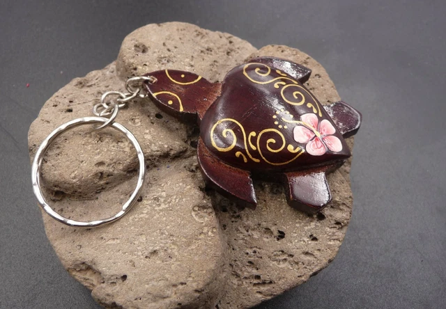 Porte-clés Tortue Tribale Maori - En Résine, Anneau Inox - Symbole De Protection, Voyage, Harmonie - Environ 4,1 X 3,2 Cm - 3