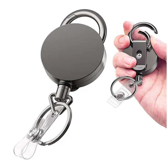 2-PACK RETRACTABLE REEL Clip Badge Holder ID Card Key Ring