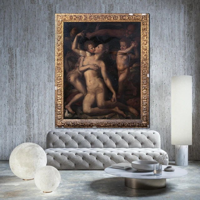 Huge 17th Century Italian Old Master Venus & Cupid Naked - BRONZINO (1502-1572)