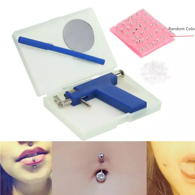 Ear Nose Navel Body Piercing Pierce Gun Stud Tool Earring Kit Piercer Studs