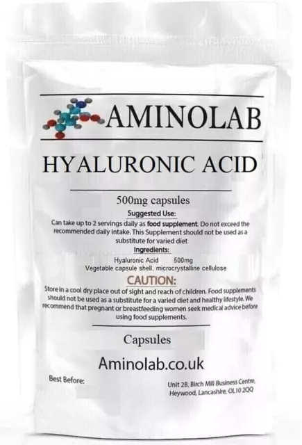 HYALURONIC ACID 500mg capsules SKIN & JOINT HEALTH, WOUND HEALING AMINOLAB