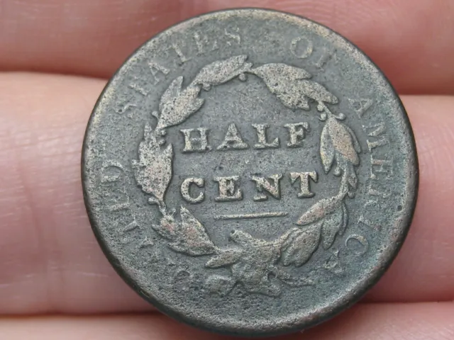 1829 Capped Bust Half Cent- VG Reverse Details