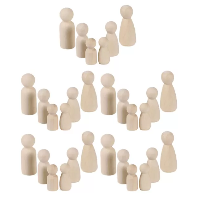 Wooden Peg People Set of 30 for Custom Painting and Decoration