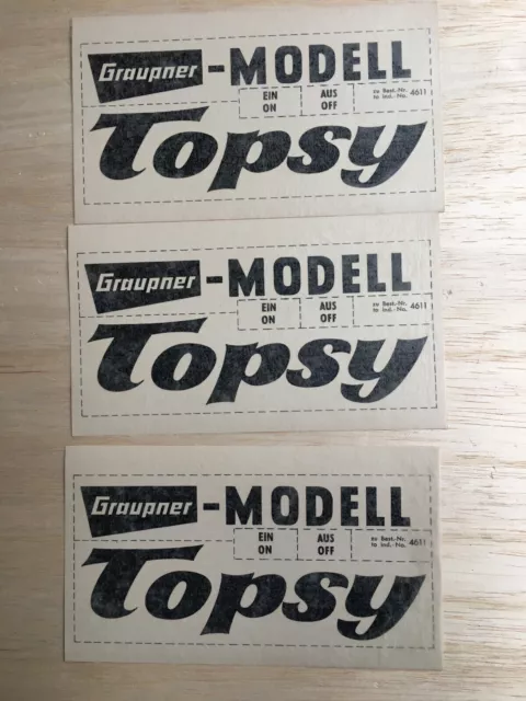 Graupner Rarität Topsy Modell Wasserschiebe Aufkleber 3x