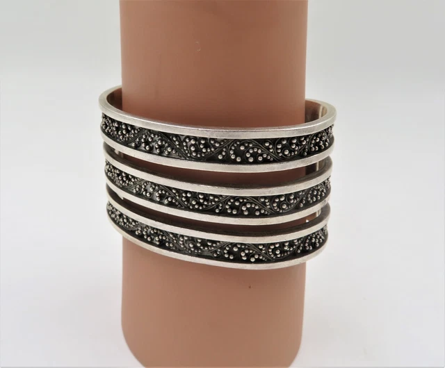 Fabulous Lois Hill Wide Granulated Sterling Cuff Bracelet 1 1/2" Wide 83.1 Grams Fabulous Lois Hill Wide Granulated Sterling Cuff Bracelet 1 1/2" Wide 83.1 Grams