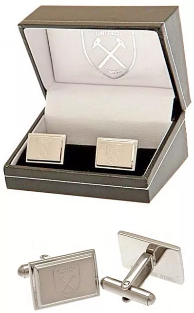 West Ham United Fc Engraved Crest Stainless Steel Mens Exec Shirt Cufflinks Whfc