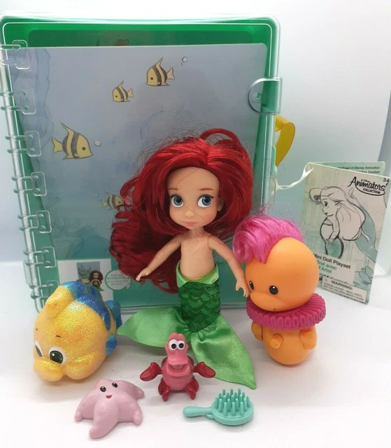 DISNEY STORE ANIMATORS Collection Ariel Mini Doll Playset 5” The Little