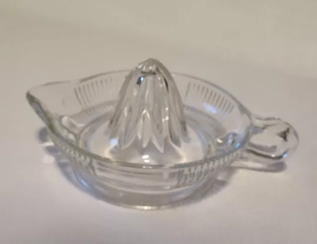 Vintage Clear Glass Citrus Juicer Orange Lemon Lime Juice Reamer Ribbed Art Deco