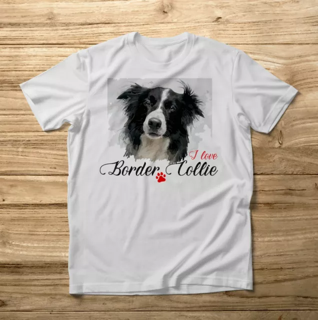 T-Shirt Maglietta Unisex Cane Border Collie Dog Love Amore Regalo Sorpresa  Top